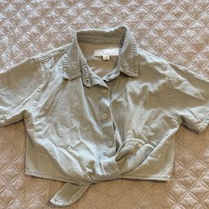 Zara Light blue Cropped Tie-Hem